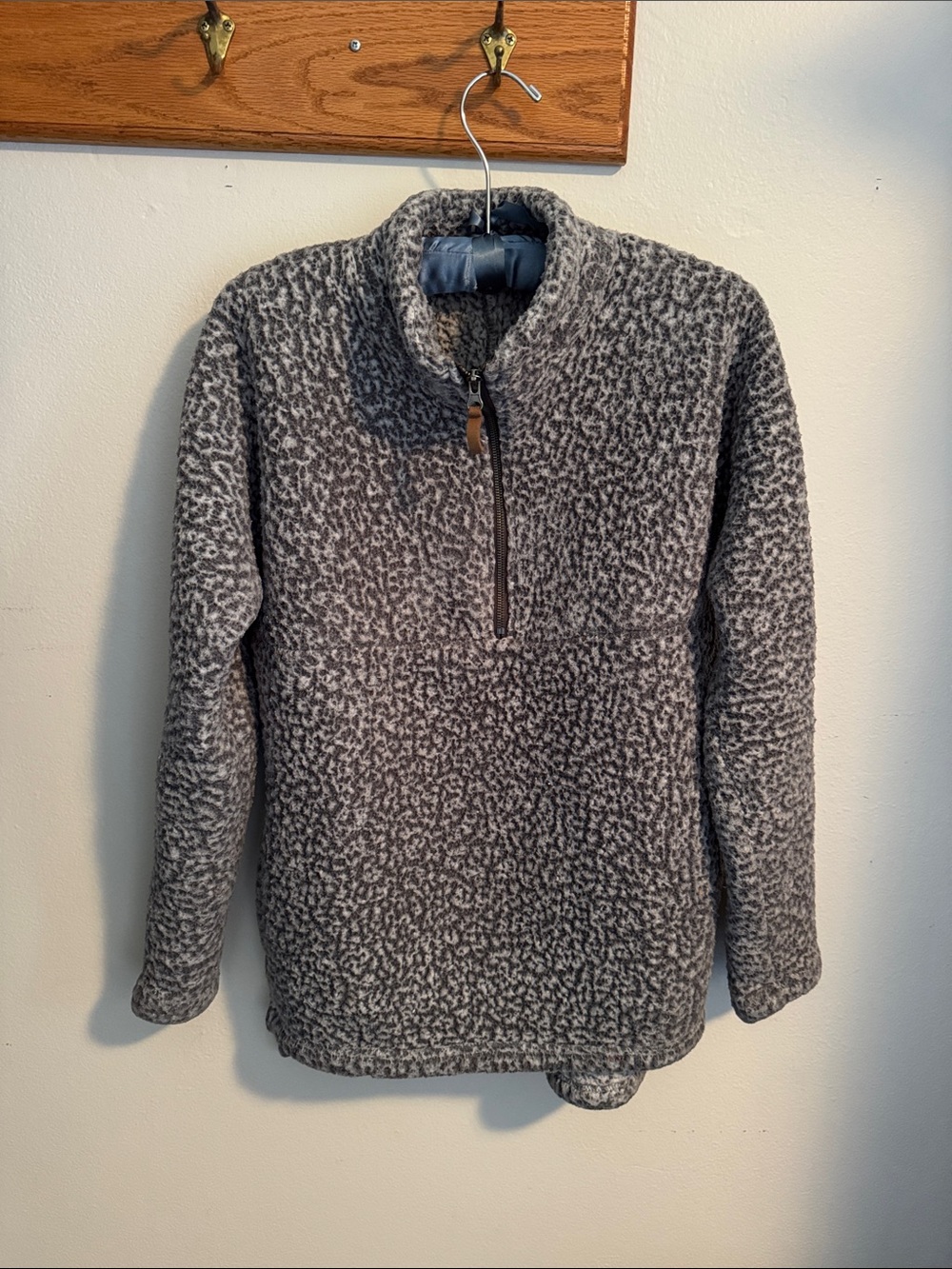 Time and Tru Gray Patterned Sherpa Quarter-Zip Pullover
